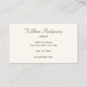 Carte De Visite Chic Cream Mocha Script Photo Lashes and Brows (Dos)