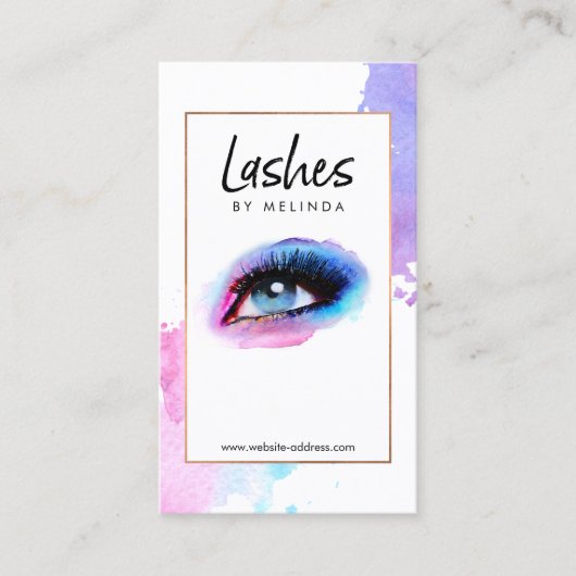 Carte De Visite Chic Creative Watercolor Eyelash Extension Salon (Devant)