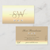 Carte De Visite Chic Crème Beige Ombre Sparkling Diamants Initiale (Devant / Derrière)