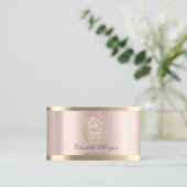 Carte De Visite Chic Cupcake Gold Stripe Rose Gold Bakery (Debout devant)