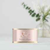 Carte De Visite Chic Cupcake Gold Stripe Rose Gold Bakery Outils (Debout devant)