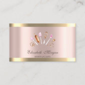 Carte De Visite Chic Cupcake Gold Stripe Rose Gold Bakery Outils (Devant)