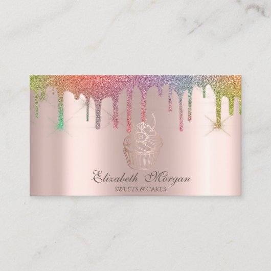 Carte De Visite Chic Cupcake Rainbow Drivers Bakery (Devant)