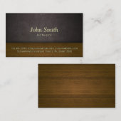 Carte de visite chic d'actuaire de cuir et en bois (Devant / Derrière)