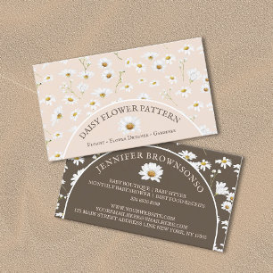 Carte De Visite Chic Daisy Flower Motif Botanique Baby Sitter