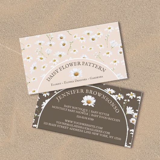 Carte De Visite Chic Daisy Flower Motif Botanique Baby Sitter
