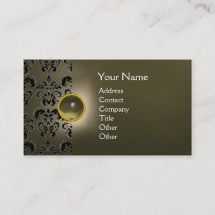 Carte De Visite CHIC DAMASK GEM MONOGRAM gris
