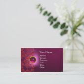 Carte De Visite CHIC DAMASK GEM MONOGRAM rose rouge (Debout devant)