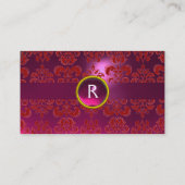 Carte De Visite CHIC DAMASK GEM MONOGRAM rose rouge (Dos)