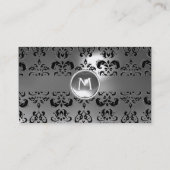 Carte De Visite CHIC DAMASK GEM MONOGRAS blanc (Dos)