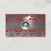 Carte De Visite CHIC DAMASK GEM MONOGRAS blanc rouge (Dos)