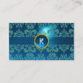 Carte De Visite CHIC DAMASK GEM MONOGRAS bleu (Dos)