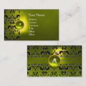 Carte De Visite CHIC DAMASK GEM MONOGRAS jaune (Devant / Derrière)