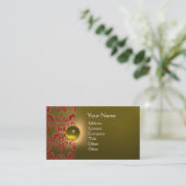 Carte De Visite CHIC DAMASK GEM MONOGRAS jaune rouge (Debout devant)