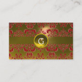 Carte De Visite CHIC DAMASK GEM MONOGRAS jaune rouge (Dos)