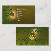 Carte De Visite CHIC DAMASK GEM MONOGRAS jaune vert (Devant / Derrière)