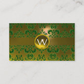 Carte De Visite CHIC DAMASK GEM MONOGRAS jaune vert (Dos)