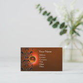 Carte De Visite CHIC DAMASK GEM MONOGRAS orange (Debout devant)