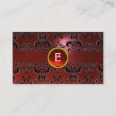 Carte De Visite CHIC DAMASK GEM MONOGRAS rouge (Dos)