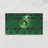 Carte De Visite CHIC DAMASK GEM MONOGRAS vert (Dos)