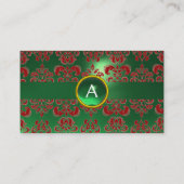 Carte De Visite CHIC DAMASK GEM MONOGRAS vert rouge (Dos)