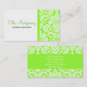 Carte de visite chic de damassé de chaux d'Ella (Devant / Derrière)