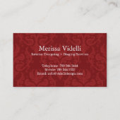 Carte de visite chic de damassé de monogramme (Dos)