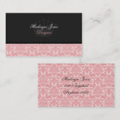 Carte de visite chic de damassé rose de &Black du (Devant / Derrière)