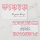 Carte de visite chic de damassé rose de Hayleigh (Devant / Derrière)