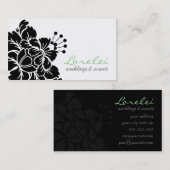 Carte de visite chic de fleur noire de damassé de (Devant / Derrière)