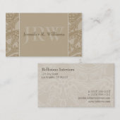 Carte de visite chic de Latte de monogramme (Devant / Derrière)