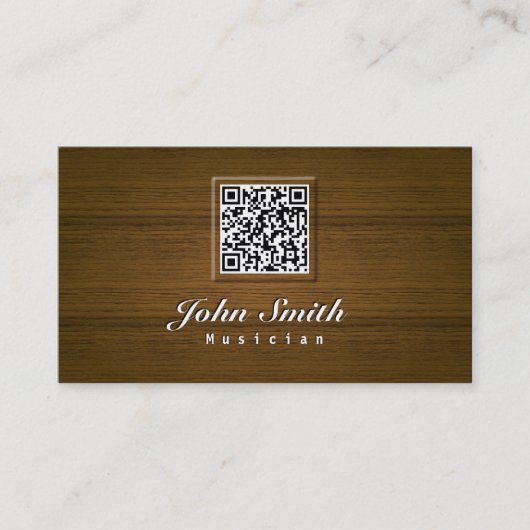 Carte de visite chic de musicien de code en bois (Devant)