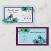 Carte de visite chic de paon de Contemporarty (Devant / Derrière)