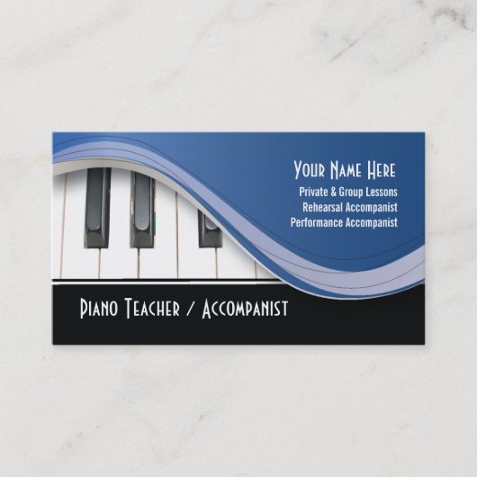 Carte de visite chic de professeur de piano (Devant)