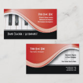 Carte de visite chic de professeur de piano (Devant / Derrière)