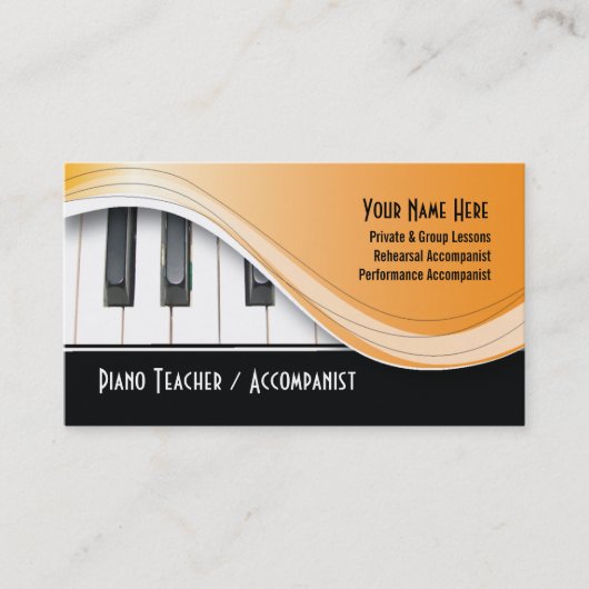 Carte de visite chic de professeur de piano (Devant)