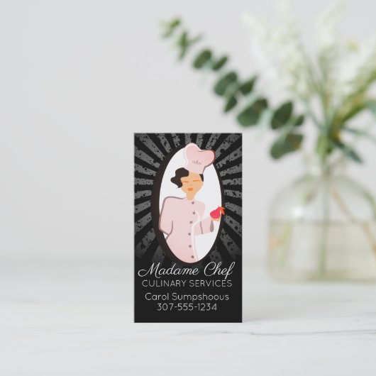 Carte de visite chic de restauration de chef de (Debout devant)