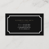 Carte de visite chic de traçages de noir d'or (Dos)