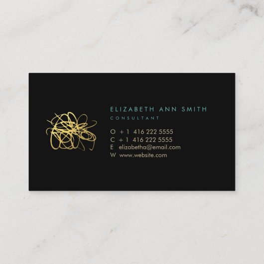 Carte de visite chic d'effet de feuille d'or (Dos)