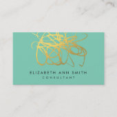 Carte de visite chic d'effet de feuille d'or (Devant)