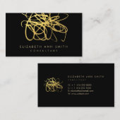 Carte de visite chic d'effet de feuille d'or (Devant / Derrière)