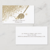 Carte De Visite Chic Diamants Or Broom Maid Cleaning House (Devant / Derrière)