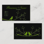 Carte de visite chic d'oiseau de vert de boutique (Devant / Derrière)