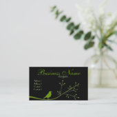 Carte de visite chic d'oiseau de vert de boutique (Debout devant)