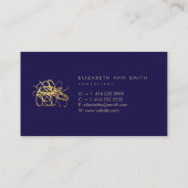 Carte de visite chic d'or de marine (Dos)