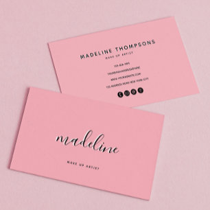 Carte De Visite Chic Dusty Blush rose avec nom de calligraphie noi
