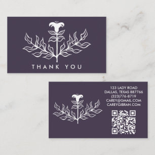 Carte De Visite Chic Elegant Blanc Lily QR Code Ordre Merci