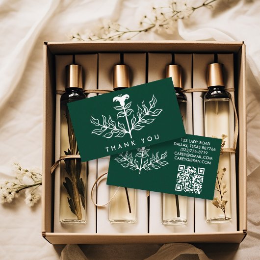 Carte De Visite Chic Elegant Blanc Lily QR Code Ordre Merci