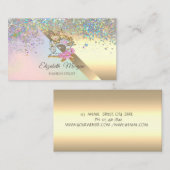 Carte De Visite Chic Élégant Chat de machine à coudre Confetti (Devant / Derrière)