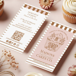 Carte De Visite Chic Elegant Cupcake Pastry Cake Shop Home Bakery